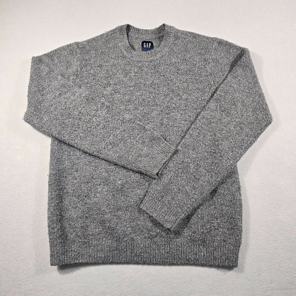 GAP Men's Medium Gray Knit Crewneck Sweater Charcoal Textured Pullover